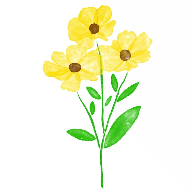Ilustracja Wektorowa Akwarela Kwiat Kolorowy Styl