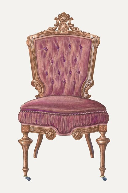 Ilustracja wektorowa fotela w stylu vintage, zremiksowana z dzieła autorstwa Franka Wengera