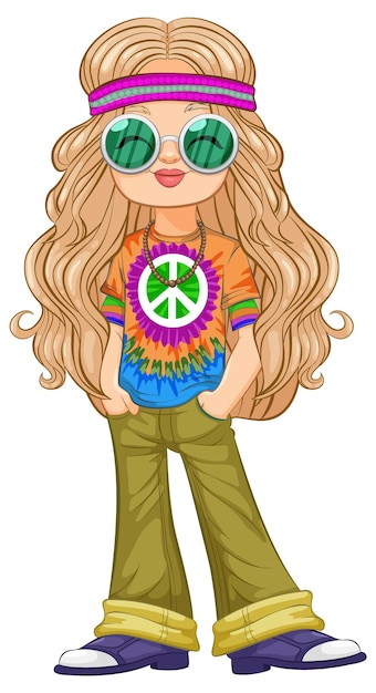 Bezpłatny wektor ilustracja wektorowa groovy hippie girl