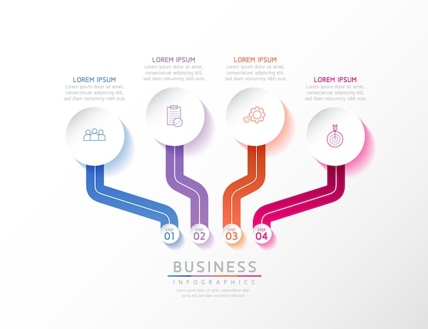 Ilustracja wektorowa infografiki szablon projektu informacji biznesowych wykres prezentacji z 4 opcjami lub krokami