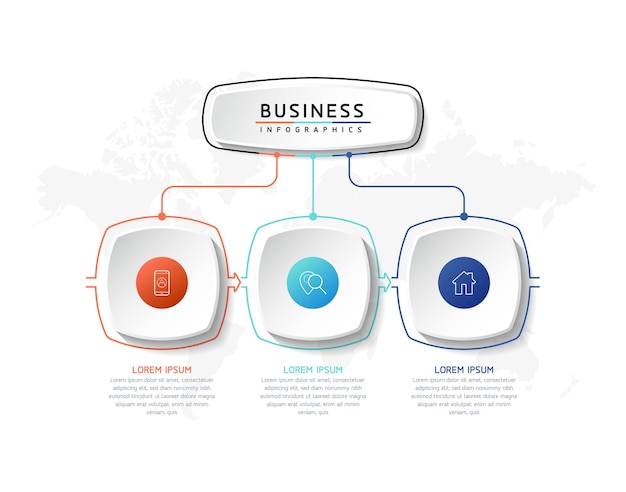 Ilustracja wektorowa infografiki zaprojektuj szablon informacji marketingowych z 3 opcjami lub krokami