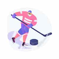 Bezpłatny wektor ilustracja wektorowa koncepcja streszczenie hokej na lodzie. sprzęt sportowy na lodzie, profesjonalny klub hokejowy, mistrzostwa świata, trening drużynowy, oglądanie turnieju na żywo, abstrakcyjna metafora munduru ochronnego.