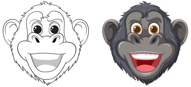 Bezpłatny wektor ilustracja wektorowa o twarzach szympansa