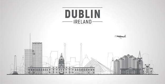 Bezpłatny wektor ilustracja wektorowa panoramę miasta dublin irlandia na tle nieba koncepcja podróży biznesowych i turystyki z nowoczesnymi budynkami obraz na stronie internetowej z banerem prezentacji