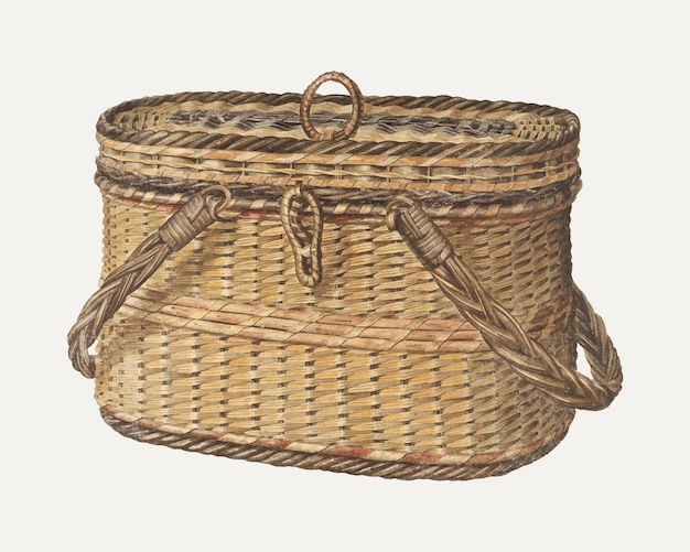 Ilustracja wektorowa Vintage Cap Basket, zremiksowana na podstawie grafiki Samuela O. Klein