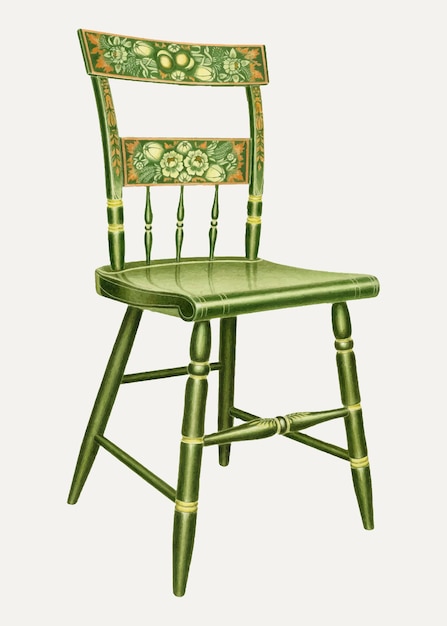 Ilustracja wektorowa Vintage zielone krzesło, zremiksowane z grafiki autorstwa Lawrence'a Flynn