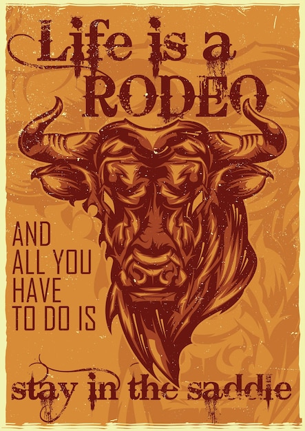 Ilustracja Wściekłego Byka, życie To Rodeo