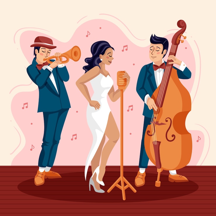 Bezpłatny plik Wektor ilustracja występu zespołu jazzowego