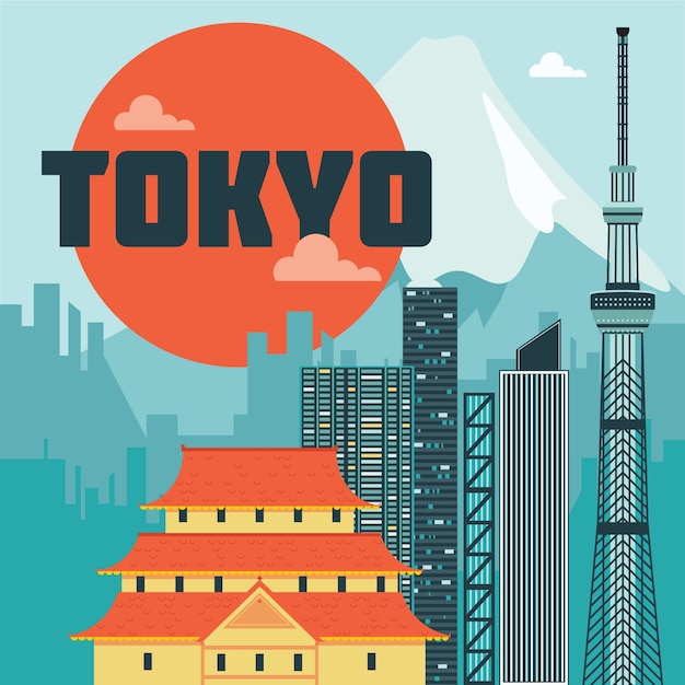 Ilustracja Zabytki Tokio