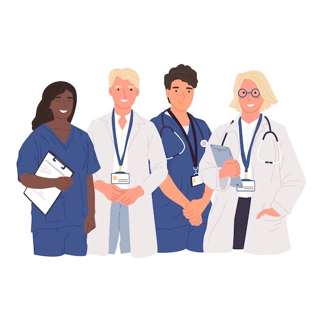 Bezpłatny wektor ilustracja zespołu pracowników służby zdrowia