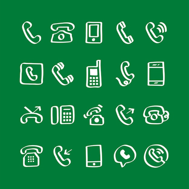 Ilustracja zestaw ikon telefonu