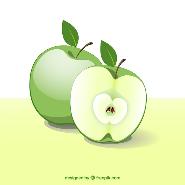 Bezpłatny wektor ilustracja zielone jabłko