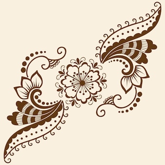 Ilustracji wektorowych mehndi ozdoba. tradycyjny indyjski styl, ozdobne elementy kwiatowe do tatuażu henny, naklejki, projekt mehndi i jogi, karty i nadruki. streszczenie kwiatowy ilustracji wektorowych.