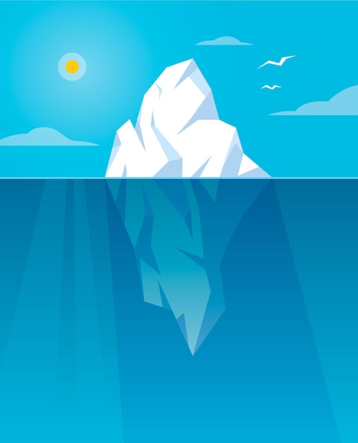 Bezpłatny wektor ilustrowana góra lodowa w świetle dziennym