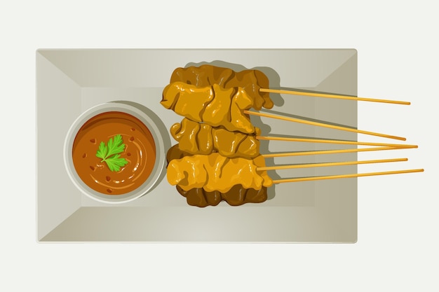 Ilustrowany ręcznie rysowane satay