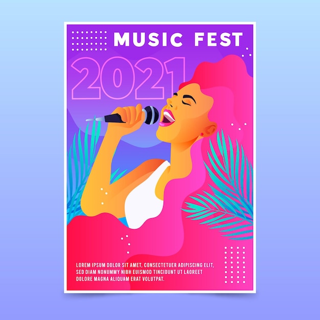 Ilustrowany Szablon Plakatu Festiwalu Muzyki