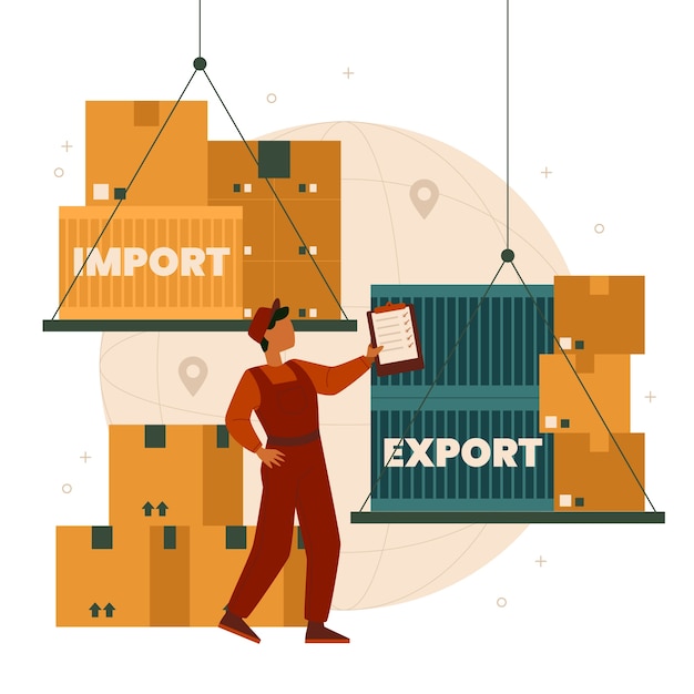 Bezpłatny wektor import i eksport grafiki płaskiej