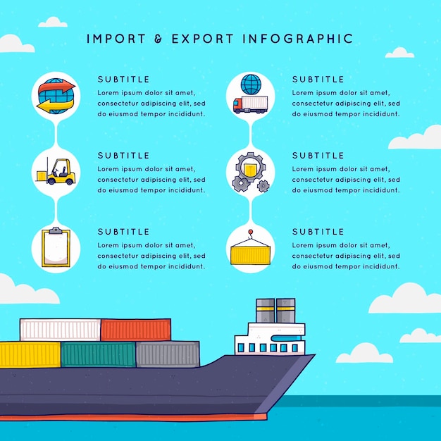 Bezpłatny wektor importuj i eksportuj szablon infografiki