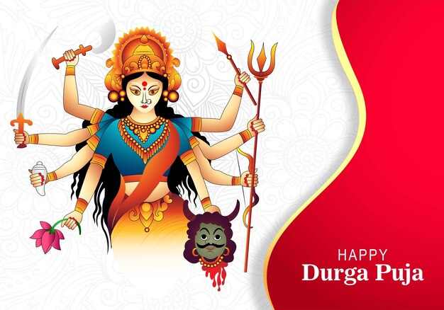 Indyjski Festiwal Bogini Durga Twarz Wakacje Uroczystości Karty Tło