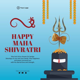 Indyjski festiwal hinduski szczęśliwy szablon projektu banera maha shivratri