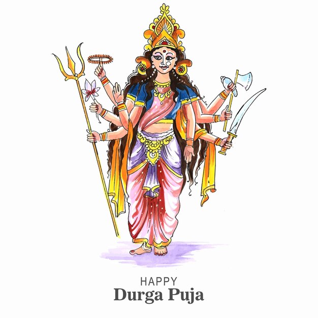 Indyjski festiwal religii durga puja celebracja karty tło