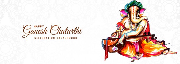 Indyjski Festiwal Religijny Ganesh Chaturthi Banner Background