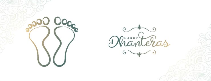 Bezpłatny plik Wektor indyjski festiwal szczęśliwy dhanteras czci transparent z wektorem projektu stóp bogini