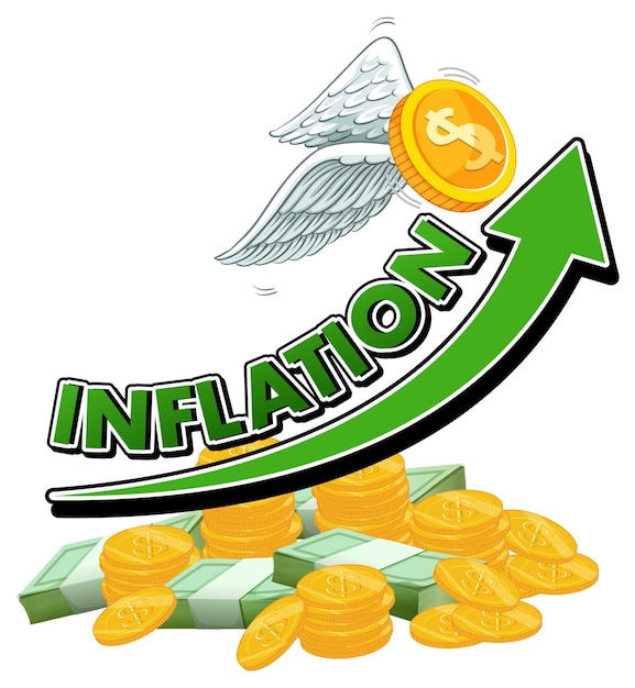 Bezpłatny wektor inflacja z zieloną strzałką w górę