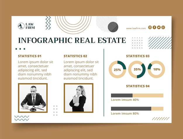 Bezpłatny wektor infografika firmy prawniczej o płaskiej konstrukcji