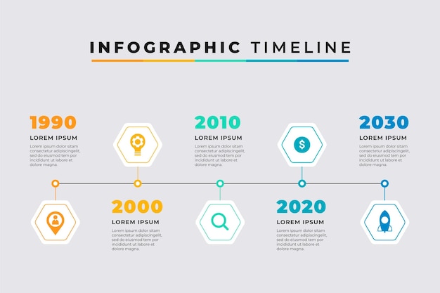 Bezpłatny wektor infografika geometryczna z osią czasu