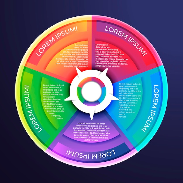 Bezpłatny wektor infografika gradientowego diagramu kołowego