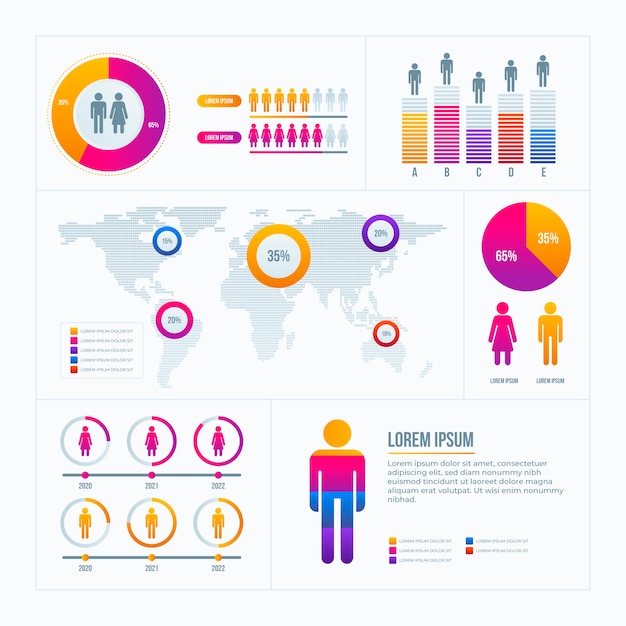 Bezpłatny wektor infografika gradientowego wykresu demograficznego