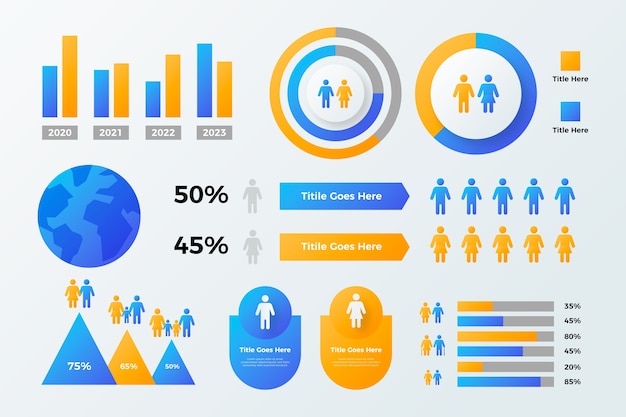 Bezpłatny wektor infografika gradientowego wykresu demograficznego