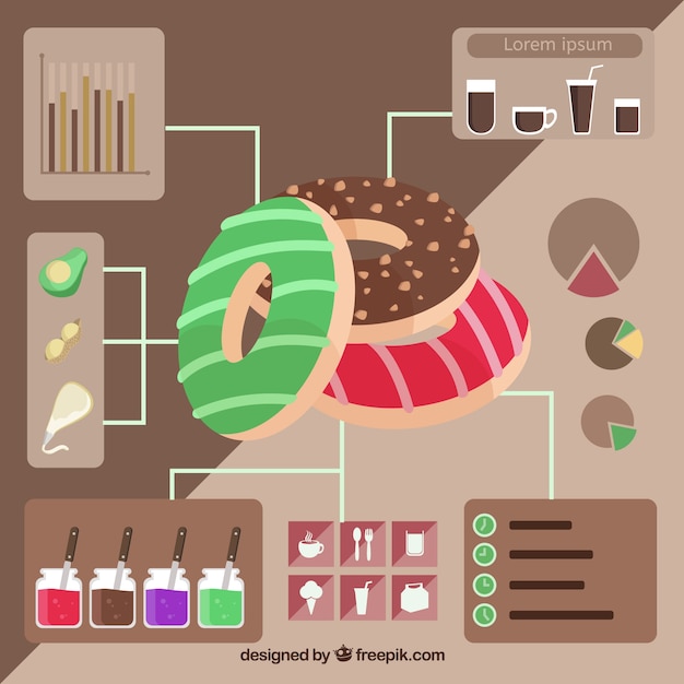 Bezpłatny wektor infografika jedzenie pączków