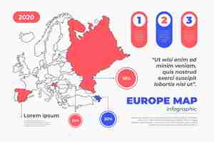 Bezpłatny wektor infografika liniowej mapy europy