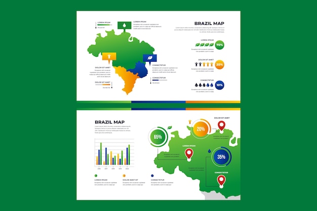 Bezpłatny wektor infografika mapa brazylii gradientu