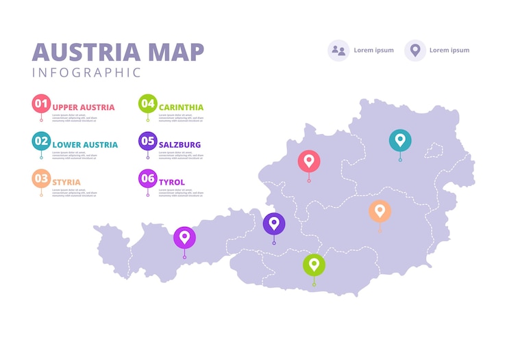Bezpłatny plik Wektor infografika mapy austrii rysowane ręcznie