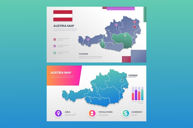 Bezpłatny wektor infografika mapy gradientu austrii