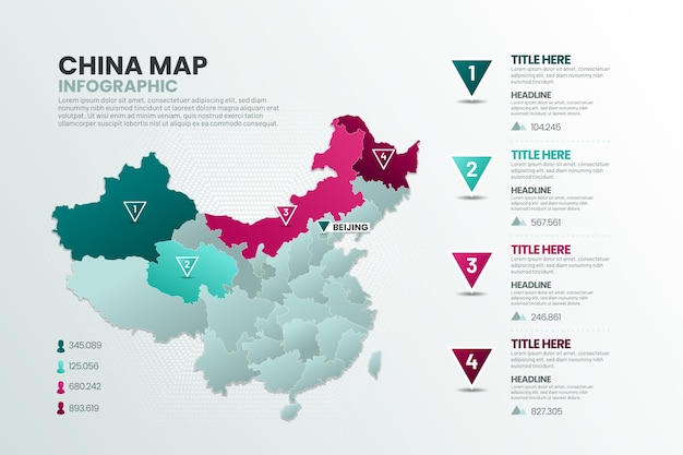 Bezpłatny wektor infografika mapy gradientu chin