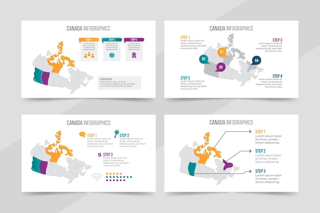 Bezpłatny wektor infografika mapy kanady gradientu