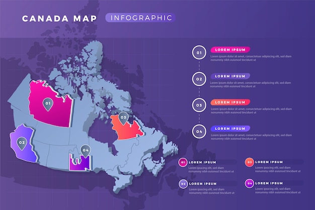 Bezpłatny wektor infografika mapy kanady gradientu