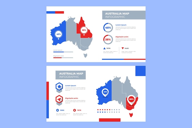 Bezpłatny wektor infografika mapy liniowej australii