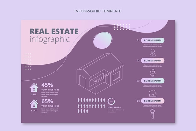 Bezpłatny wektor infografika nieruchomości w stylu gradientowym