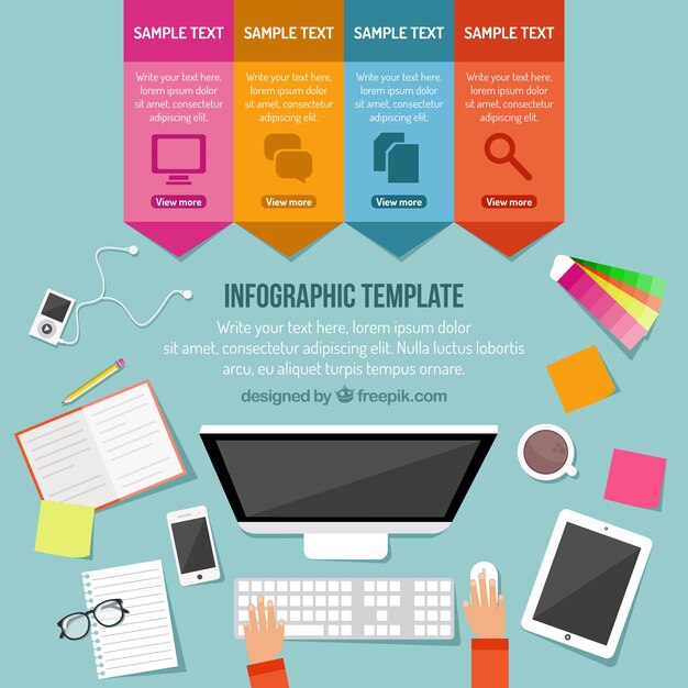 infografika szablon komputer