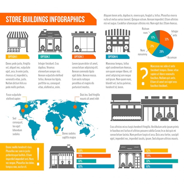 Bezpłatny wektor infografika szablonu sklepach
