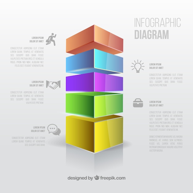 Bezpłatny wektor infografika z barwną wieży