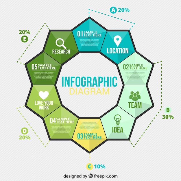 Bezpłatny wektor infografika z płatkami kwiatów