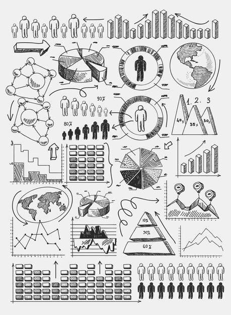 Infografiki diagramów szkicu