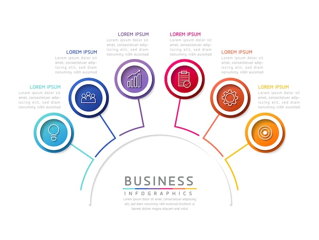 Infografiki Ilustracji Wektorowych Zaprojektuj Szablon Informacji Marketingowych Z 6 Opcjami Lub Krokami Premium Wektorów