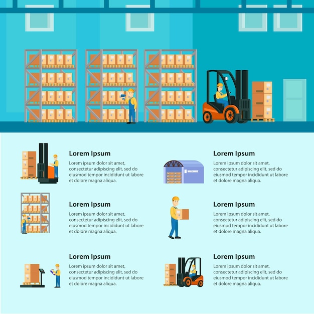 Bezpłatny wektor infografiki magazynu logistycznego